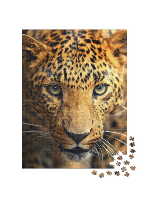 Puzzle de 1000 pièces « Face à face avec un léopard »