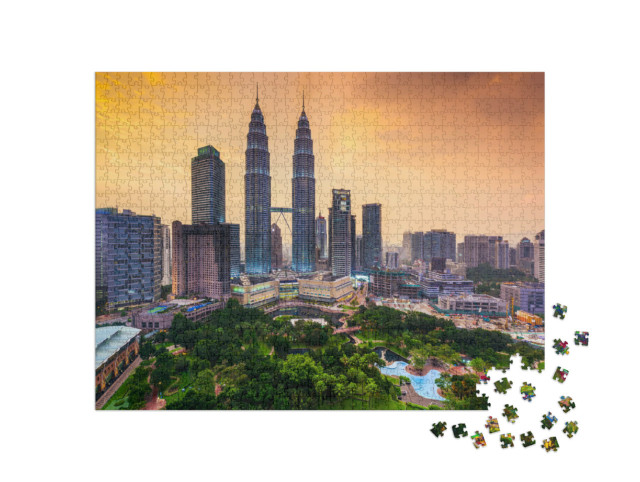 Puzzle de 1000 pièces « Imposante ligne d'horizon de Kuala Lumpur, Malaisie »