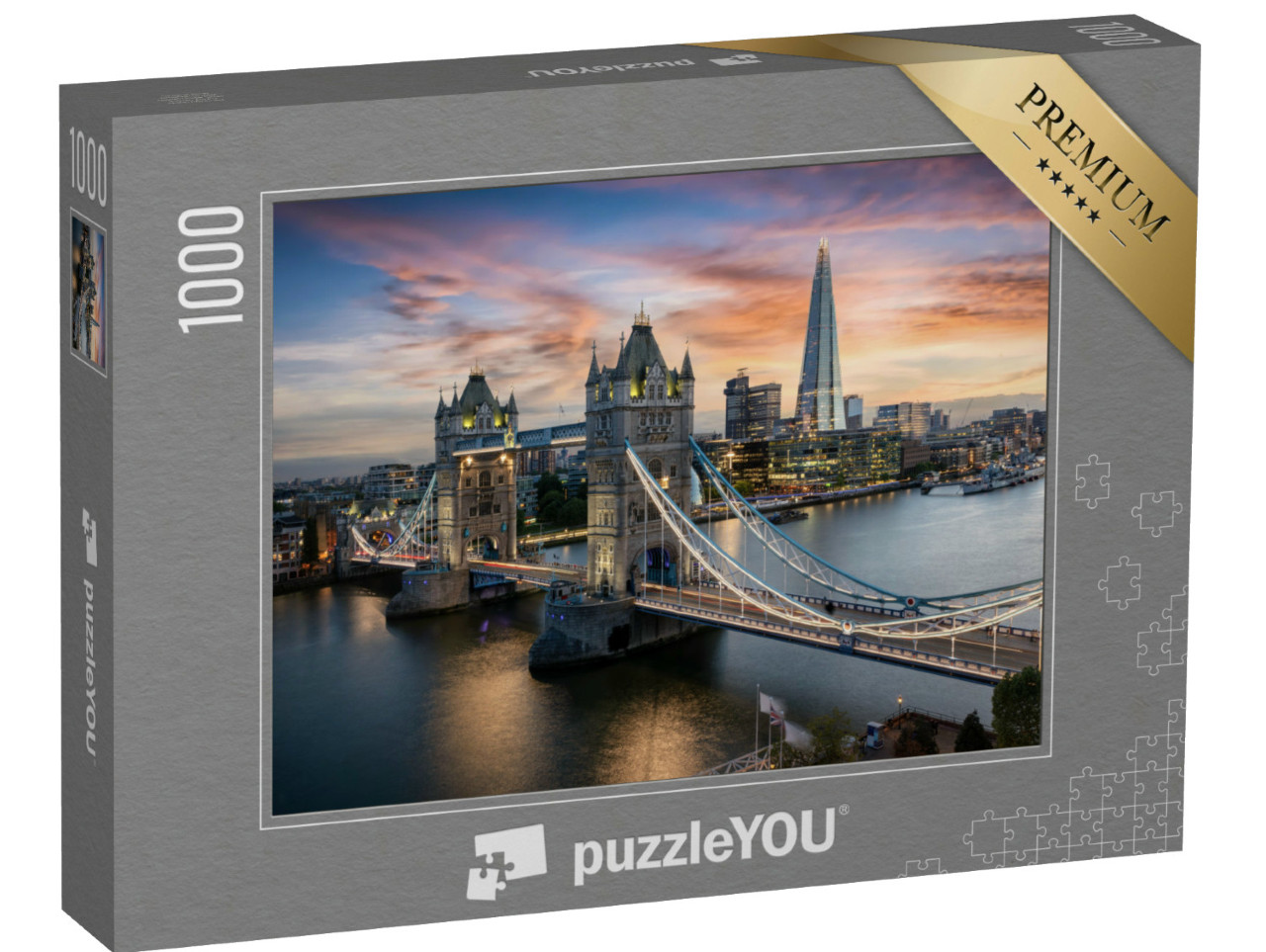 Puzzle de 1000 pièces « Vue du Tower Bridge éclairé le soir, Londres, Angleterre »