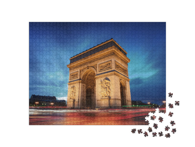 Puzzle de 1000 pièces « Arc de Triomphe : Paris au coucher du soleil »