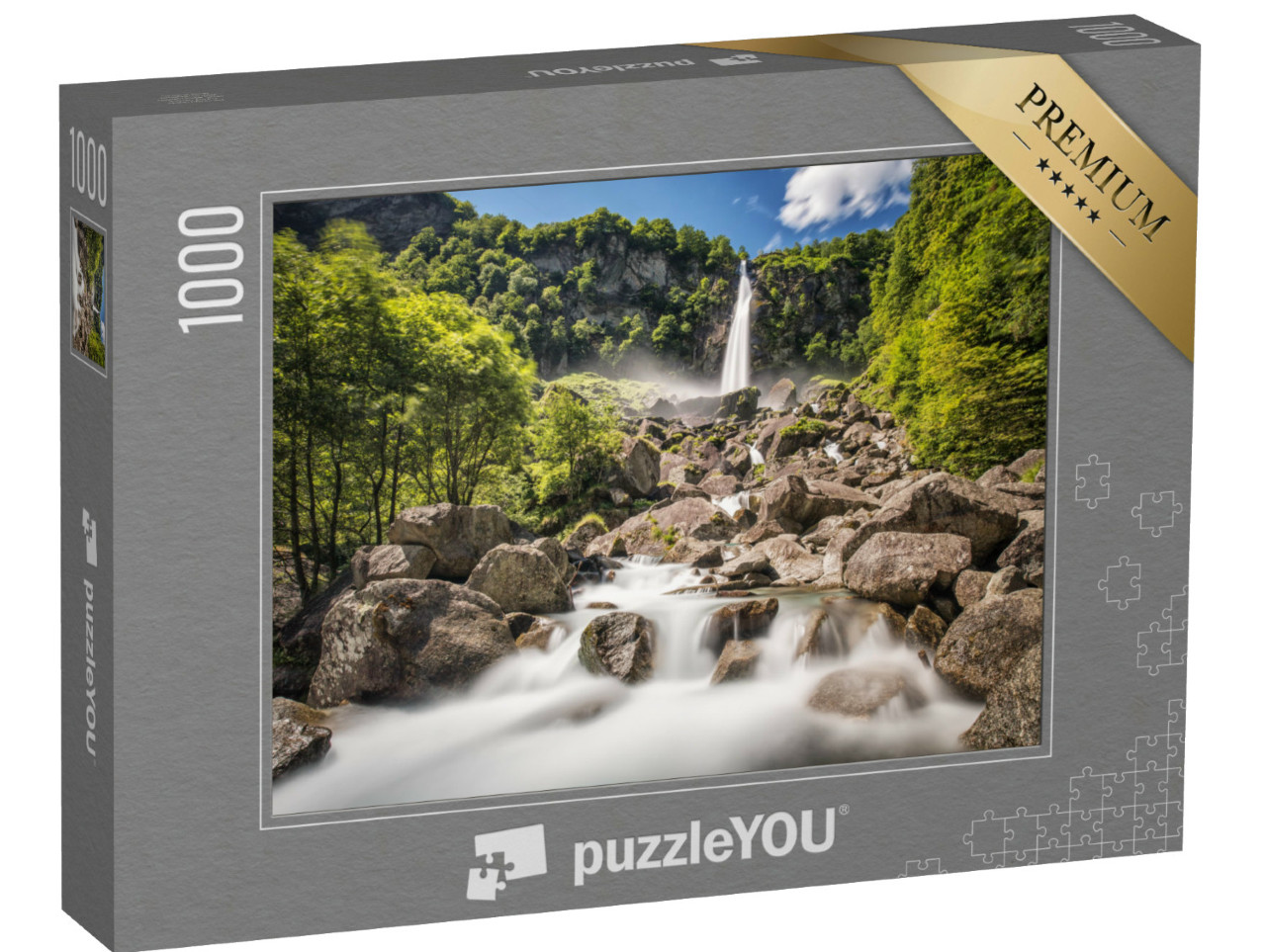 Puzzle de 1000 pièces « Chute d'eau de Foroglio, Alpes suisses »