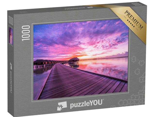 Puzzle de 1000 pièces « Un coucher de soleil à couper le souffle aux Maldives »