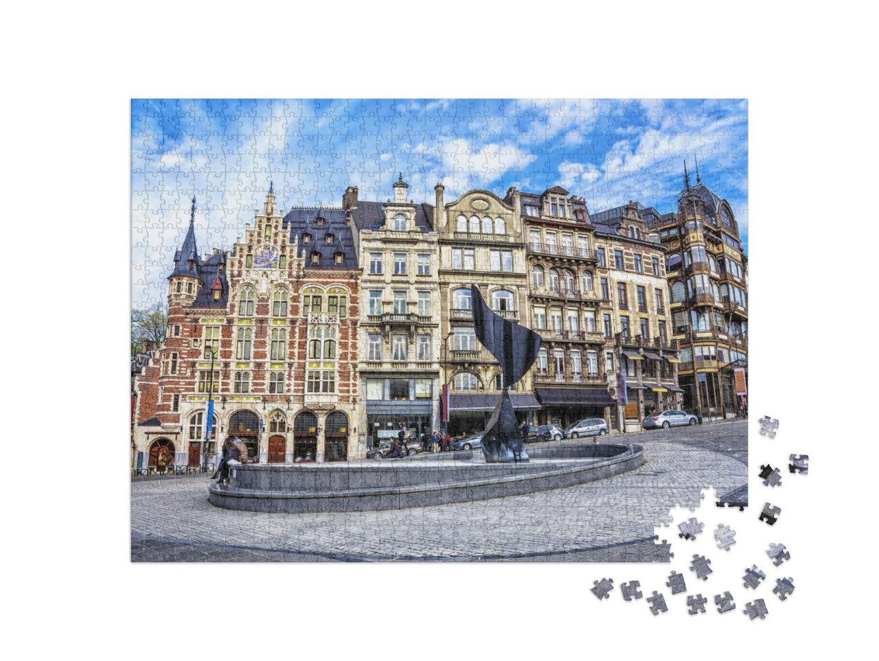Puzzle de 1000 pièces « Bâtiments et maisons traditionnels de Bruxelles, Belgique »