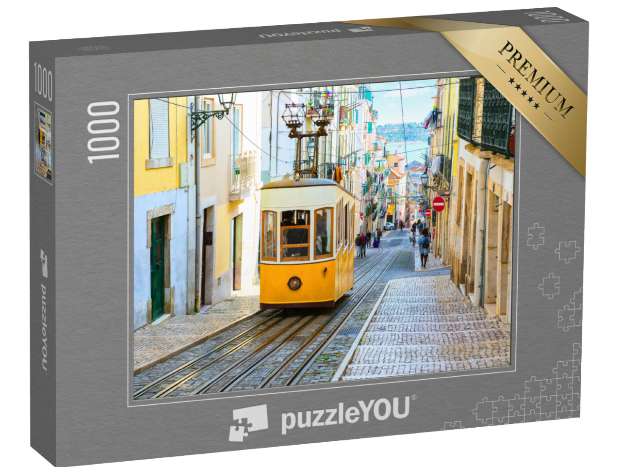 Puzzle de 1000 pièces « Tramway sur une colline dans la ville de Lisbonne, Portugal »
