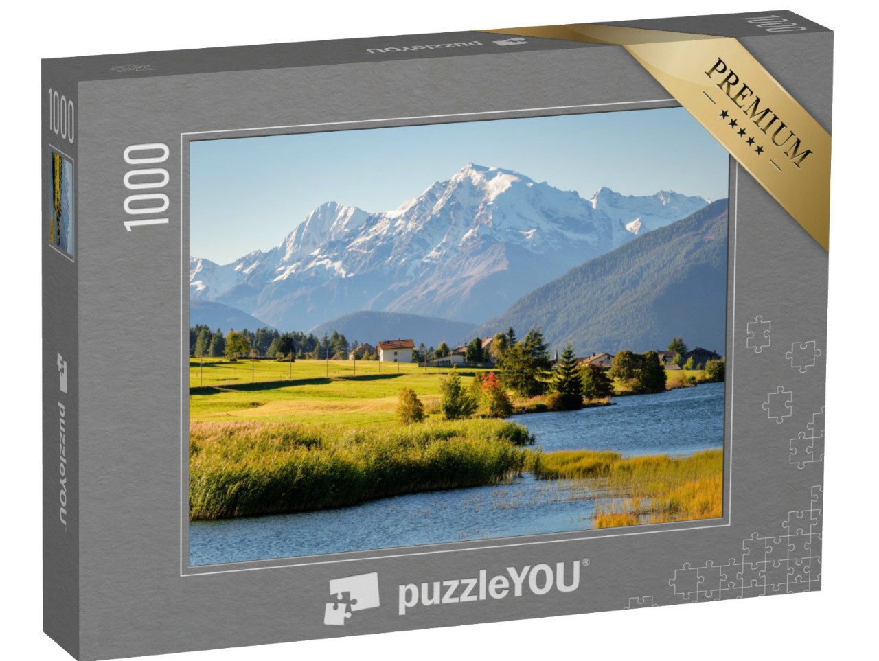 Puzzle de 1000 pièces « Passage de la frontière austro-italienne et du col du Reschenpass »