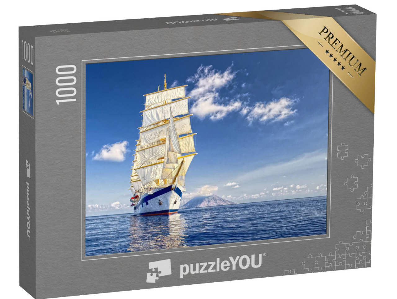 Puzzle de 1000 pièces « Voilier aux voiles blanches sous un ciel d'un bleu éclatant »