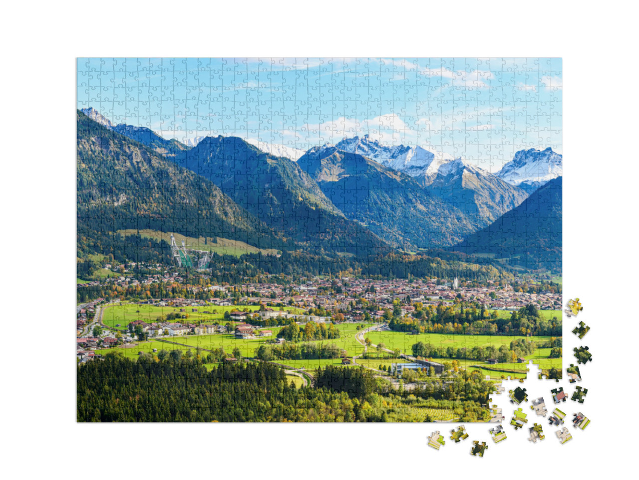 Puzzle 1000 pièces XXL « Vue panoramique d'Obersdorf en Allgäu »