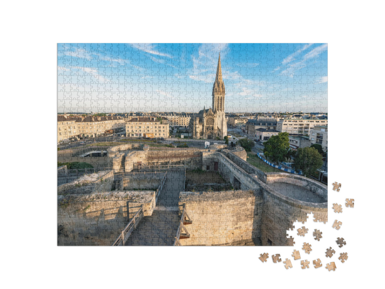 Puzzle de 1000 pièces « Vue sur l'église San Pedro et le château de Caen »