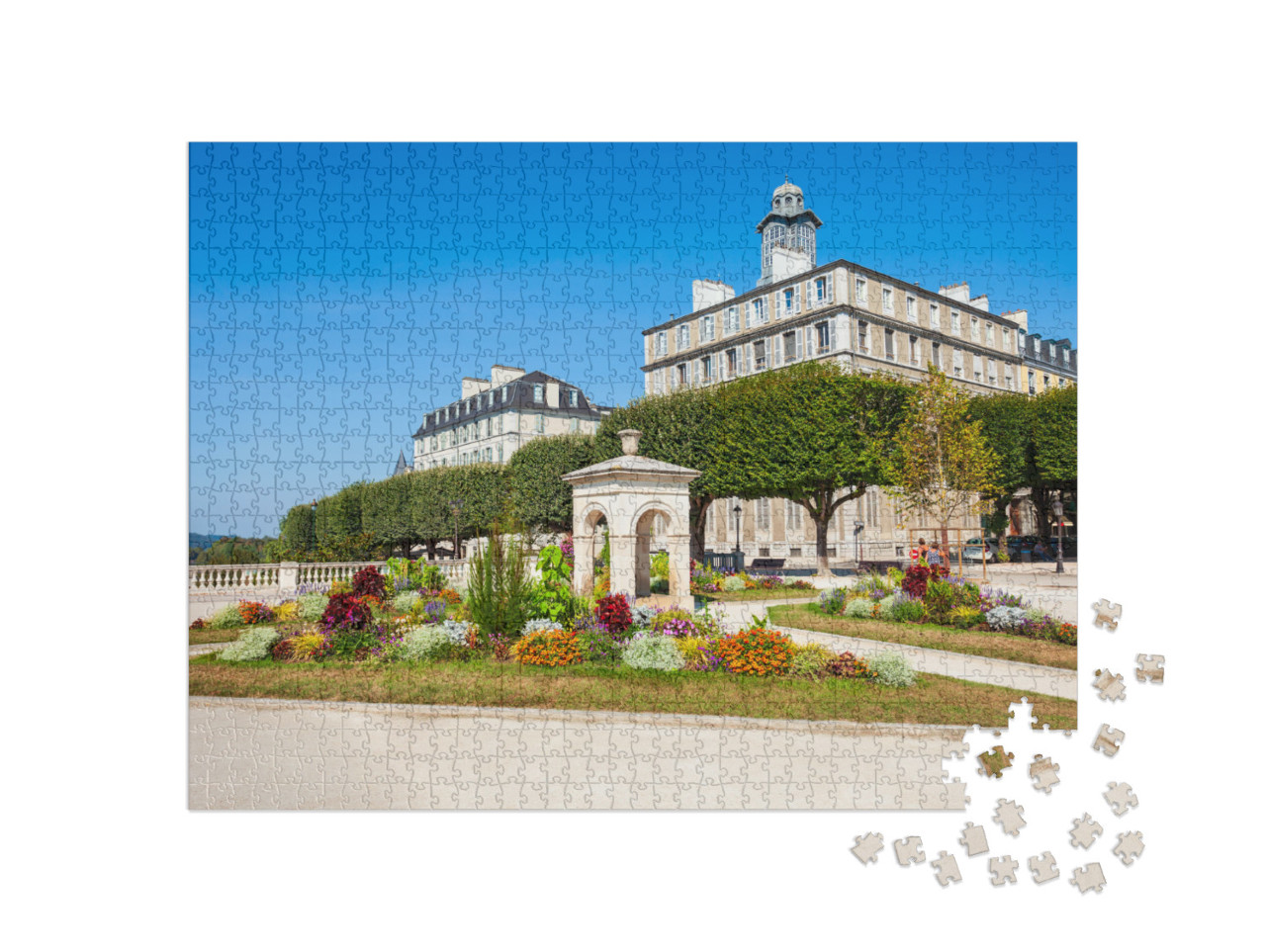 Puzzle de 1000 pièces « Fontaine Alfred de Vigny sur le boulevard des Pyrénées dans la ville de Pau en France »