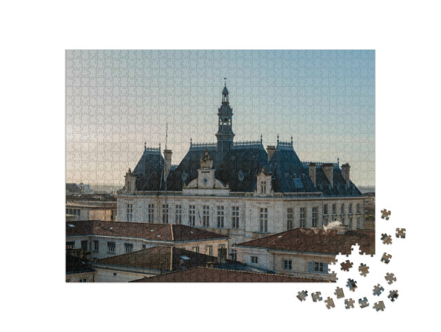 Puzzle de 1000 pièces « Une image de l'hôtel de ville de Niort vu depuis les toits. »