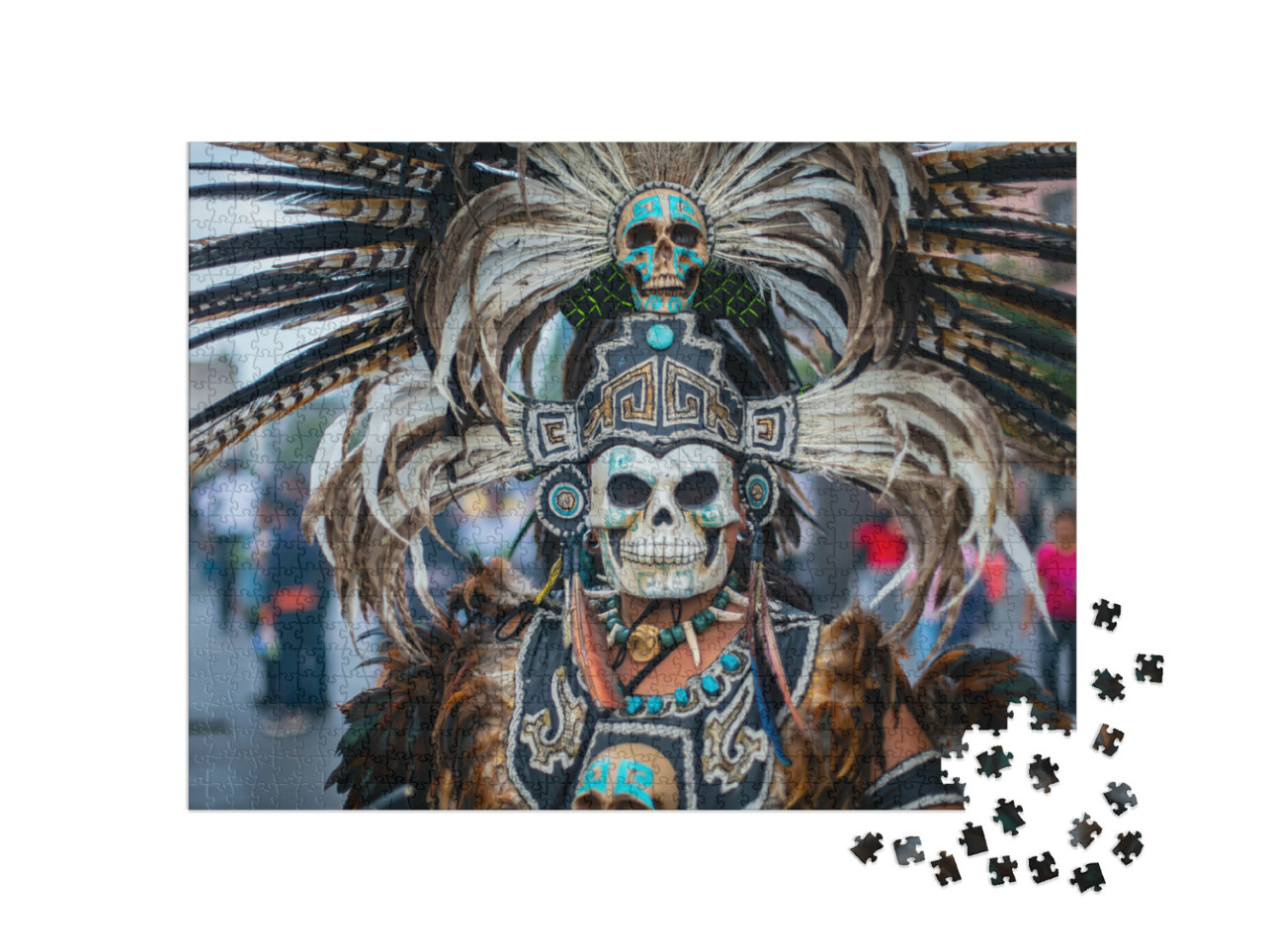 Puzzle de 1000 pièces « Danseuse en costume préhispanique sur le Zocalo de Mexico »