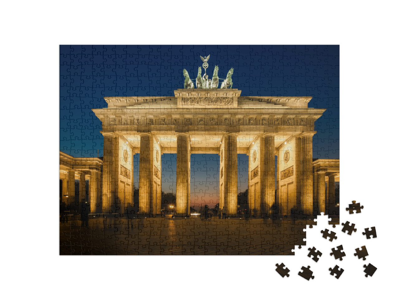 Puzzle de 500 pièces « La porte de Brandebourg illuminée à Berlin »