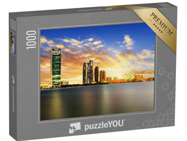Puzzle de 1000 pièces « Panorama d'Abu Dhabi de nuit, Émirats arabes unis »