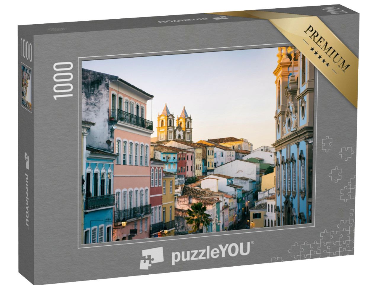 Puzzle de 1000 pièces « Crépuscule sur une place du Pelourinho, à Salvador, Brésil »