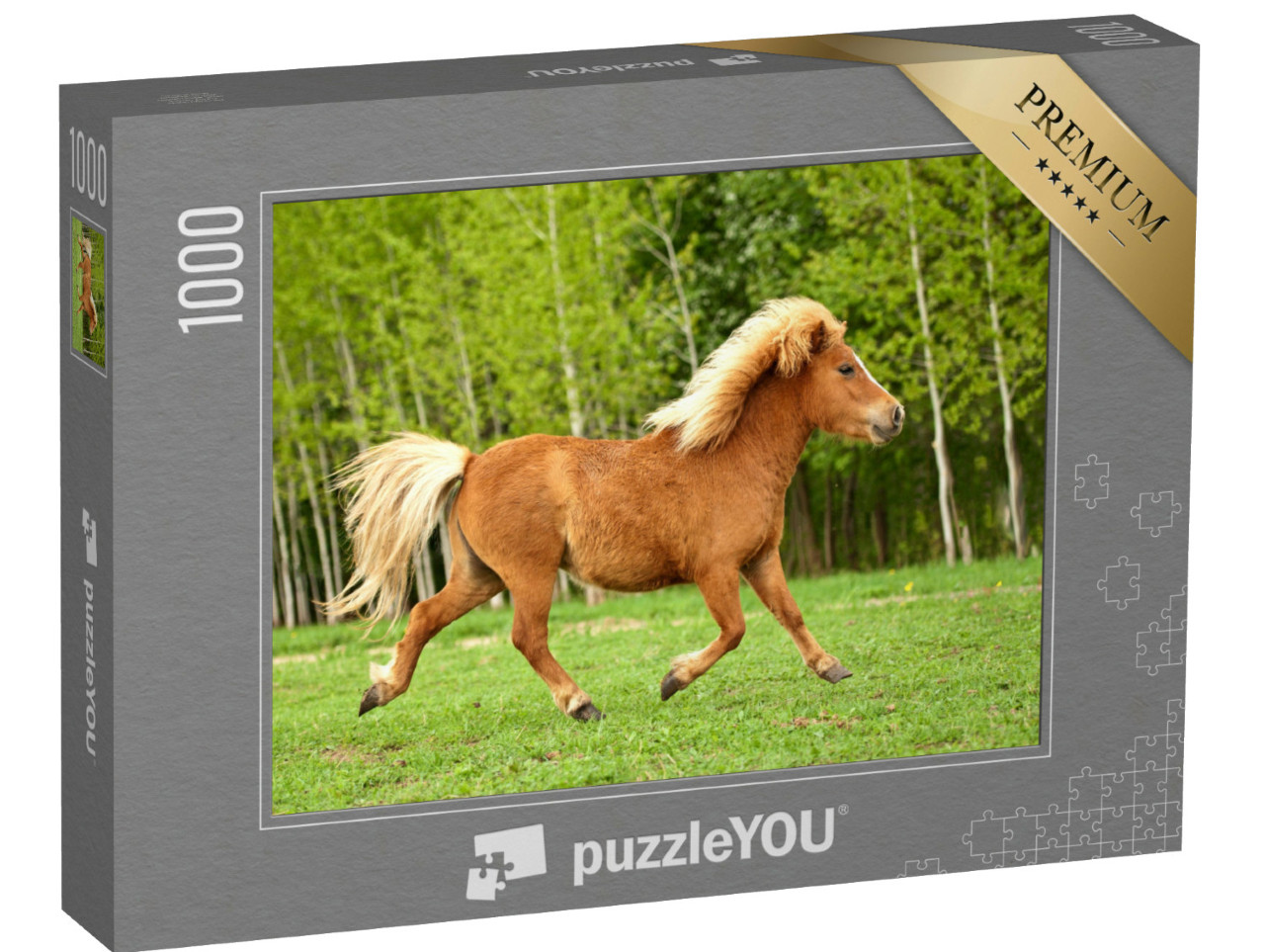 Puzzle de 1000 pièces « Poney au trot dans une prairie d'été »