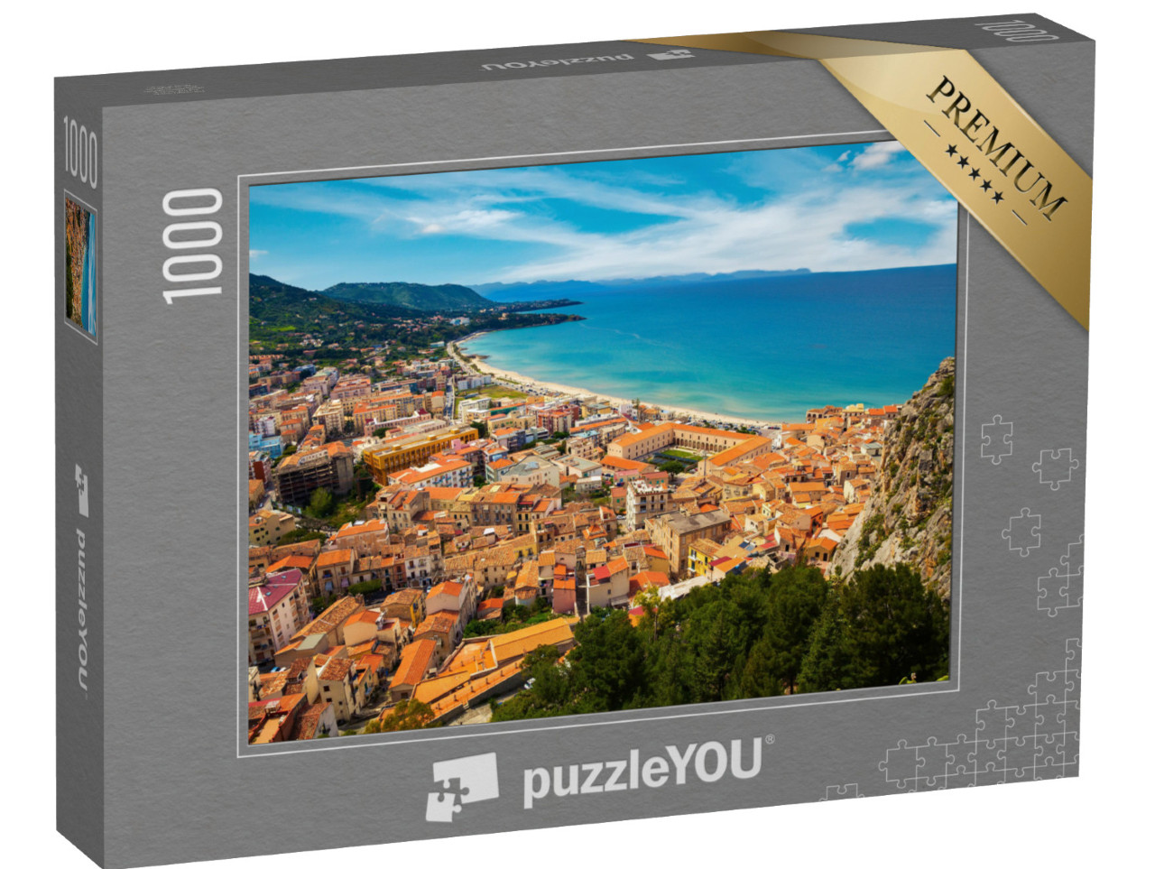 Puzzle de 1000 pièces « Cefalu vue d'en haut, Sicile, Italie »