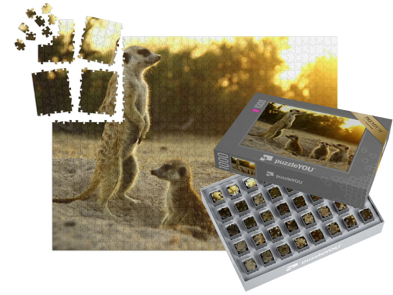 SMART SORTED® | Puzzle photo 1000 pièces « Suricates dans leur habitat naturel »
