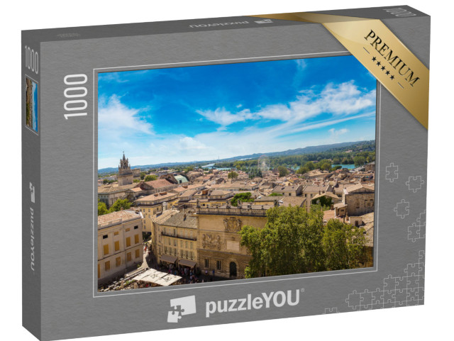 Puzzle de 1000 pièces « Vue aérienne panoramique d'Avignon par une belle journée d'été, France »