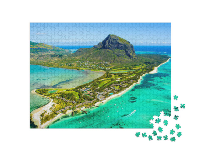 Puzzle de 1000 pièces « Lagon bleu au pied du Morne Brabant, Maurice »