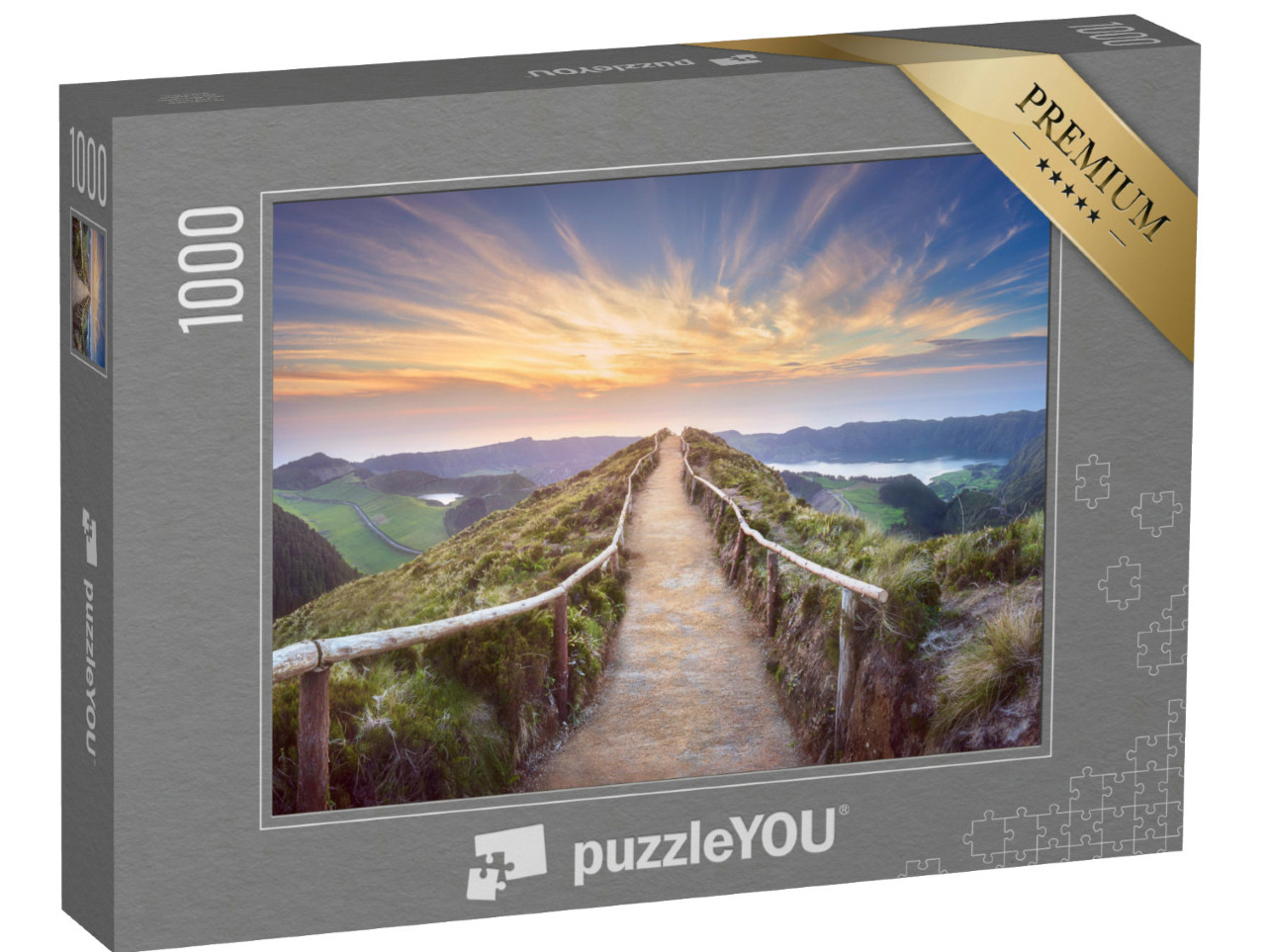 Puzzle de 1000 pièces « Sentier de randonnée avec vue sur les lacs Ponta Delgada aux Açores »