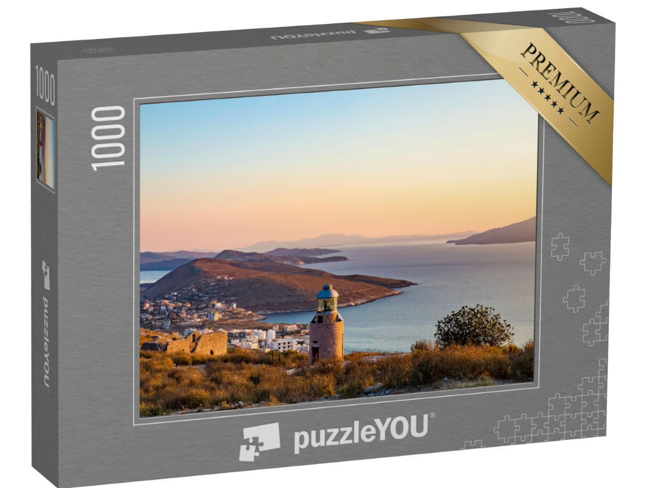Puzzle de 1000 pièces « Magnifique coucher de soleil sur la mer Ionienne, Saranda, Albanie »