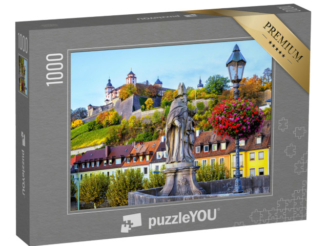 Puzzle de 1000 pièces « Forteresse Marienberg depuis le vieux pont sur le Main à Würzburg, Bavière »