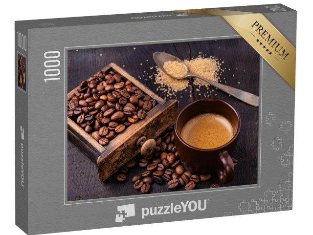 Puzzle de 1000 pièces « Café, sucre brun et grains de café »