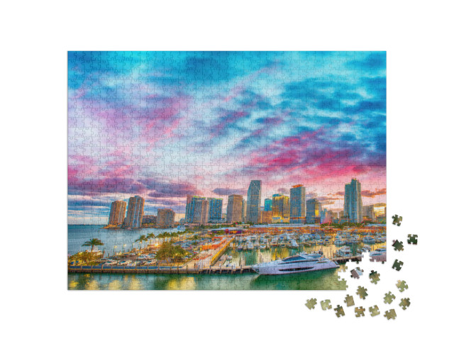Puzzle de 1000 pièces « Crépuscule sur Miami, Floride »