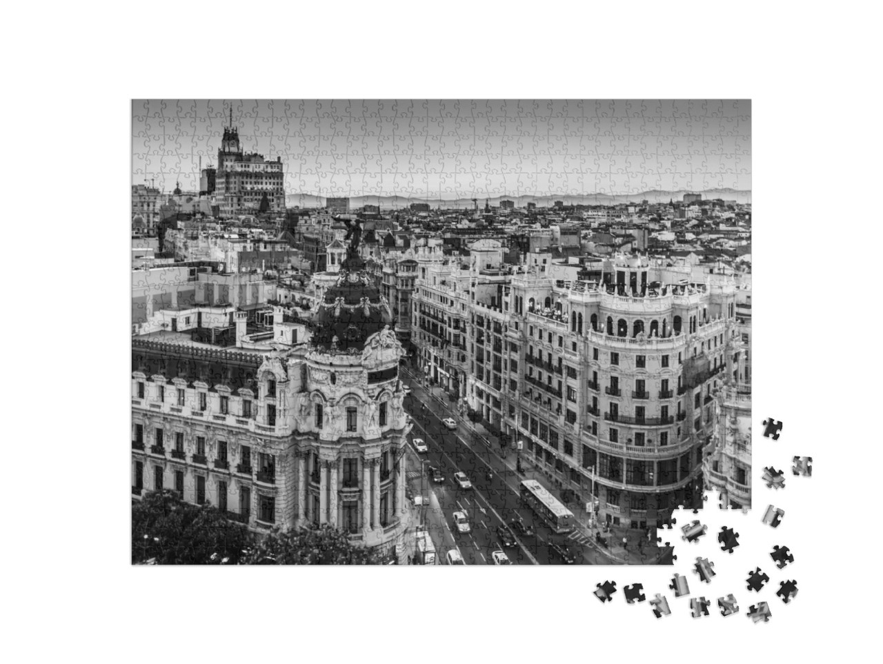 Puzzle de 1000 pièces « Gran Via, principale rue commerçante de Madrid, Espagne »