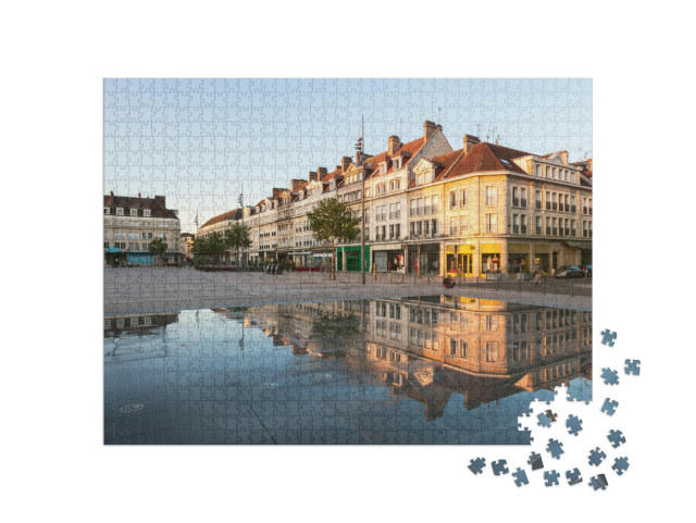 Puzzle de 1000 pièces « Place Jeanne Hachette à Beauvais au coucher du soleil. Beauvais, Hauts-de-France, France. »