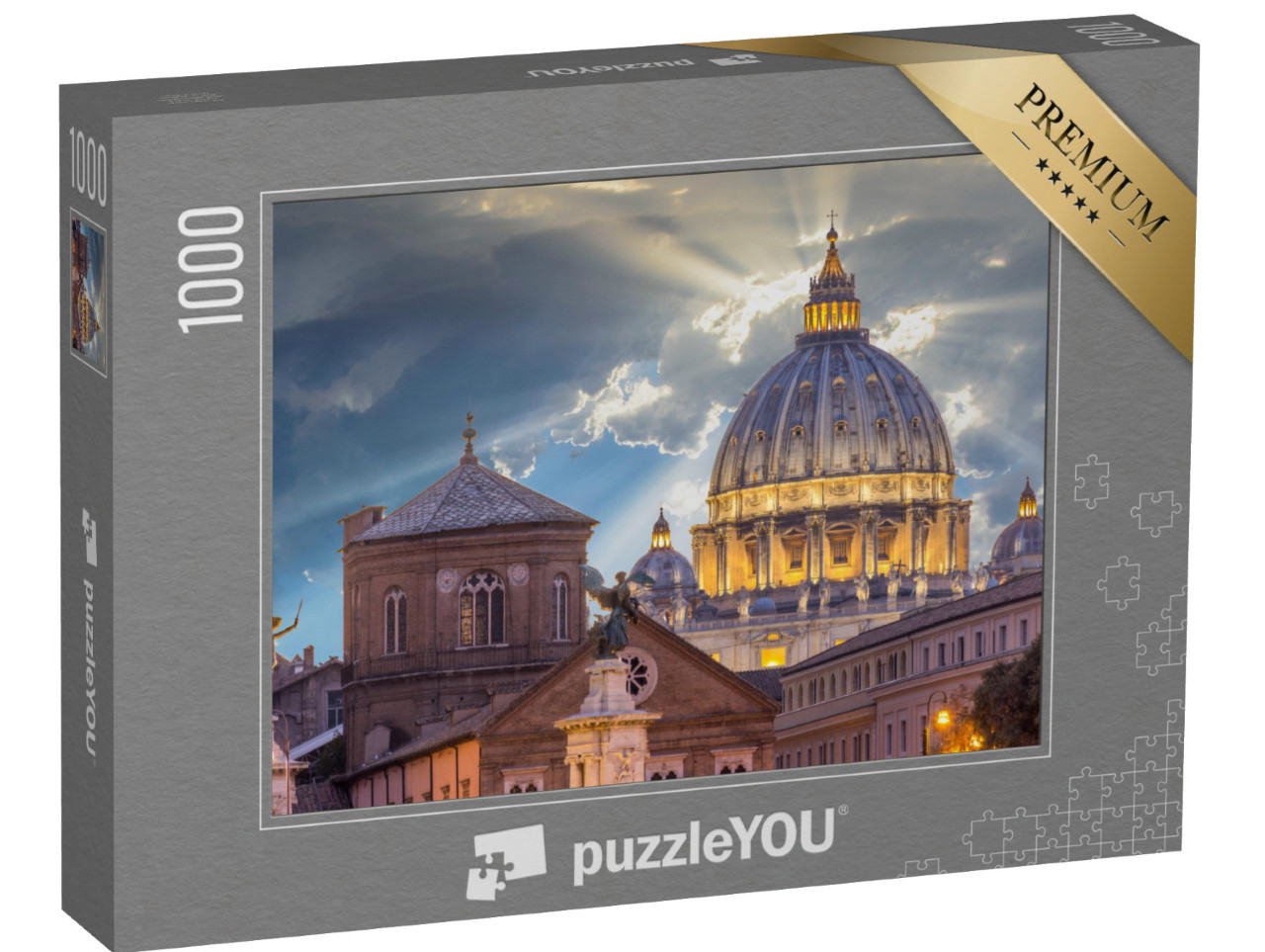 Puzzle de 1000 pièces « Coucher de soleil sur la basilique Saint-Pierre, Vatican, Rome »