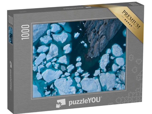 Puzzle de 1000 pièces « Vue aérienne d'icebergs, glaciers fondants du Groenland »
