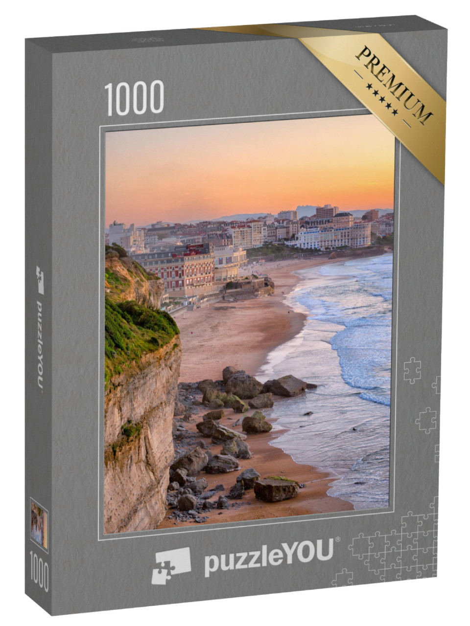 Puzzle de 1000 pièces « Coucher de soleil sur la plage de Biarritz, France »