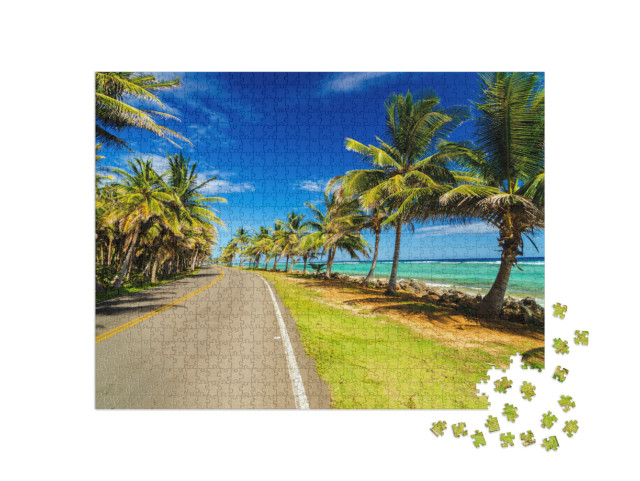 Puzzle de 1000 pièces « Autoroute à côté de la mer turquoise des Caraïbes, Colombie »