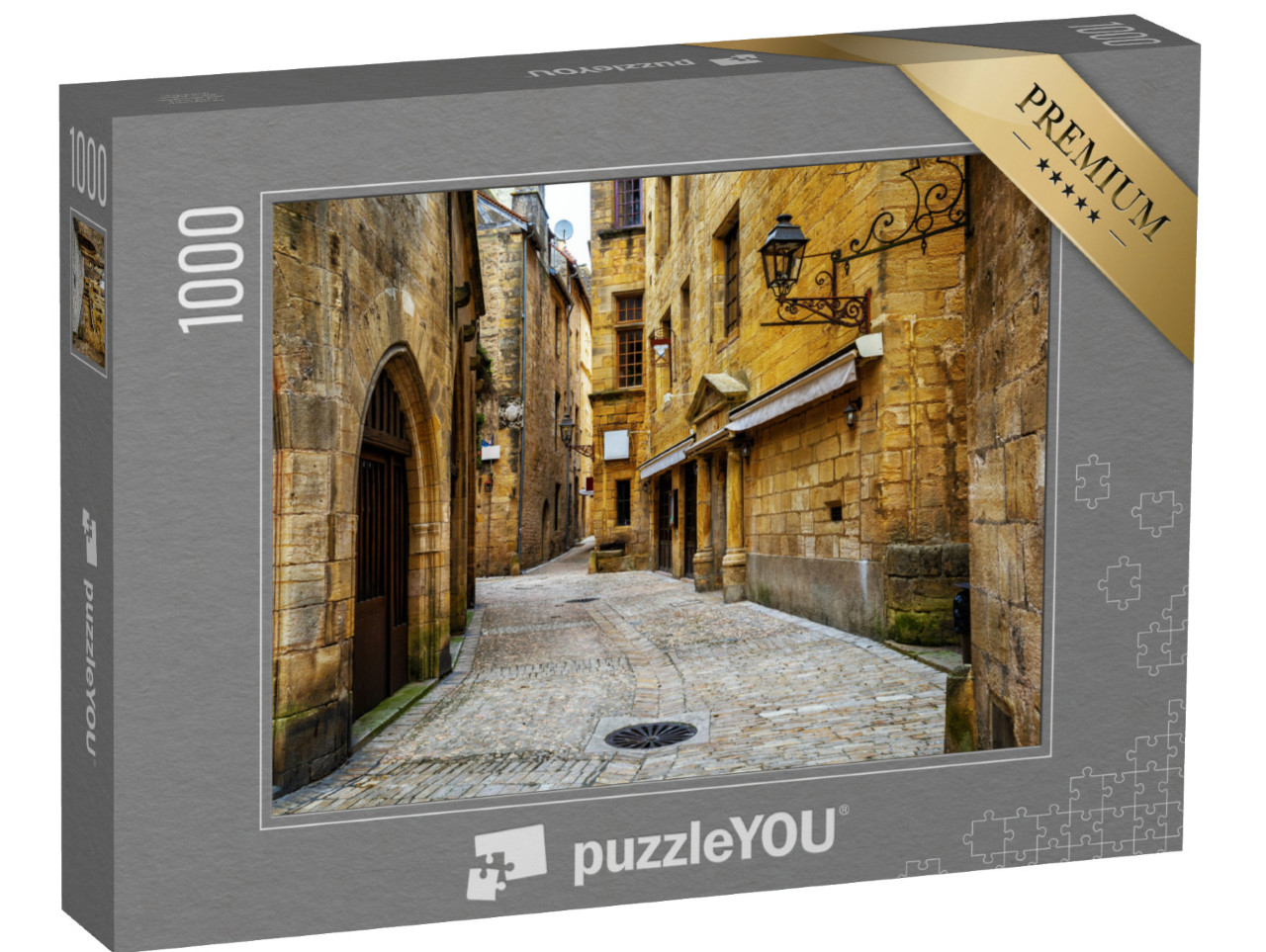 Puzzle de 1000 pièces « Ruelle étroite typique de la vieille ville médiévale de Sarlat la Caneda, Périgord, France »