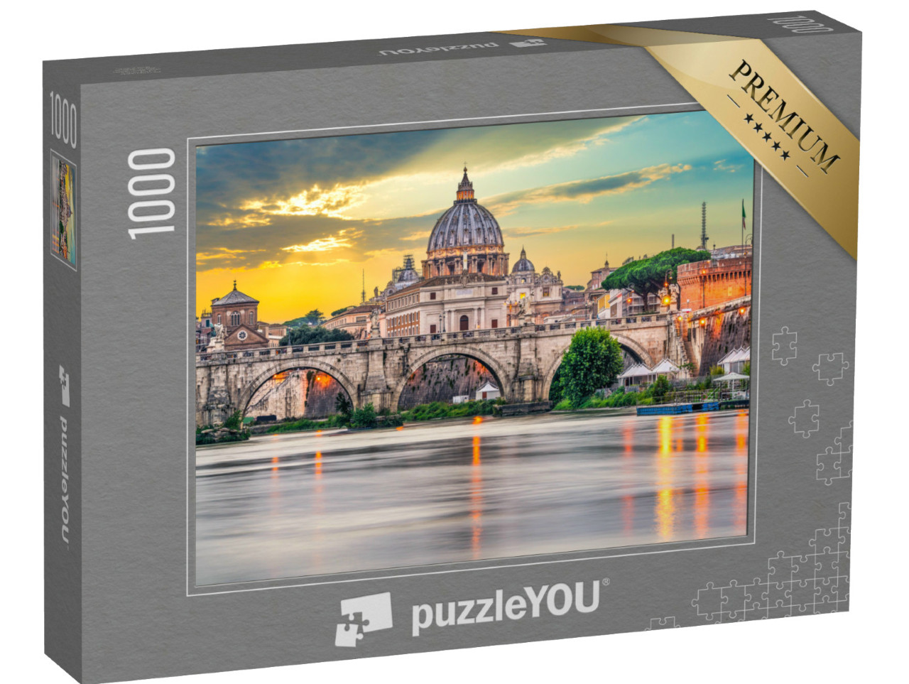 Puzzle de 1000 pièces « Basilique Saint-Pierre et pont Vittorio Emanuele II au Vatican, Rome »