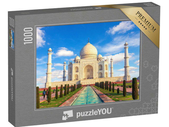 Puzzle de 1000 pièces « Vue du Taj Mahal par une journée ensoleillée, Inde »