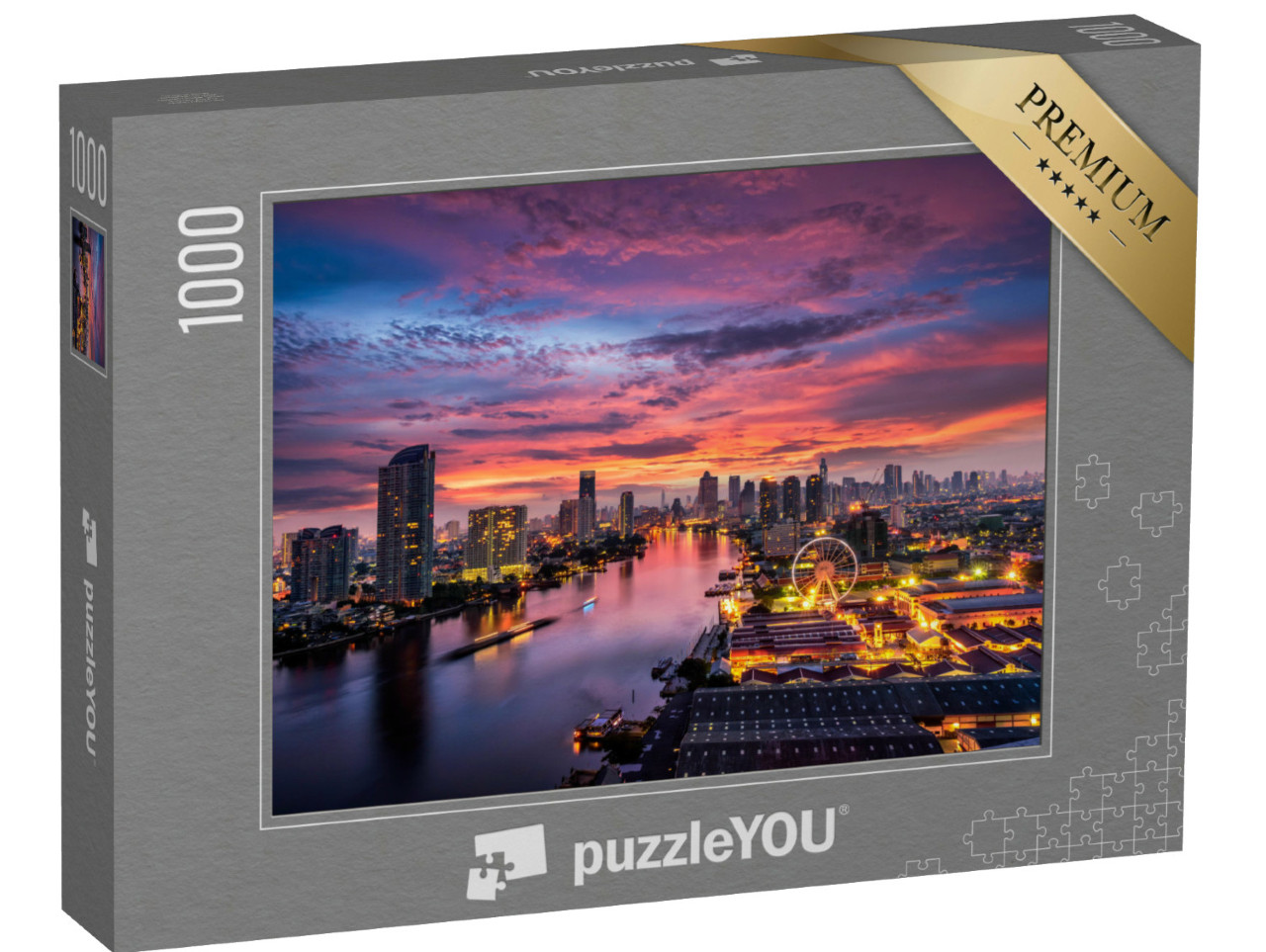 Puzzle de 1000 pièces « Lever de soleil sur le quartier des affaires de Bangkok »
