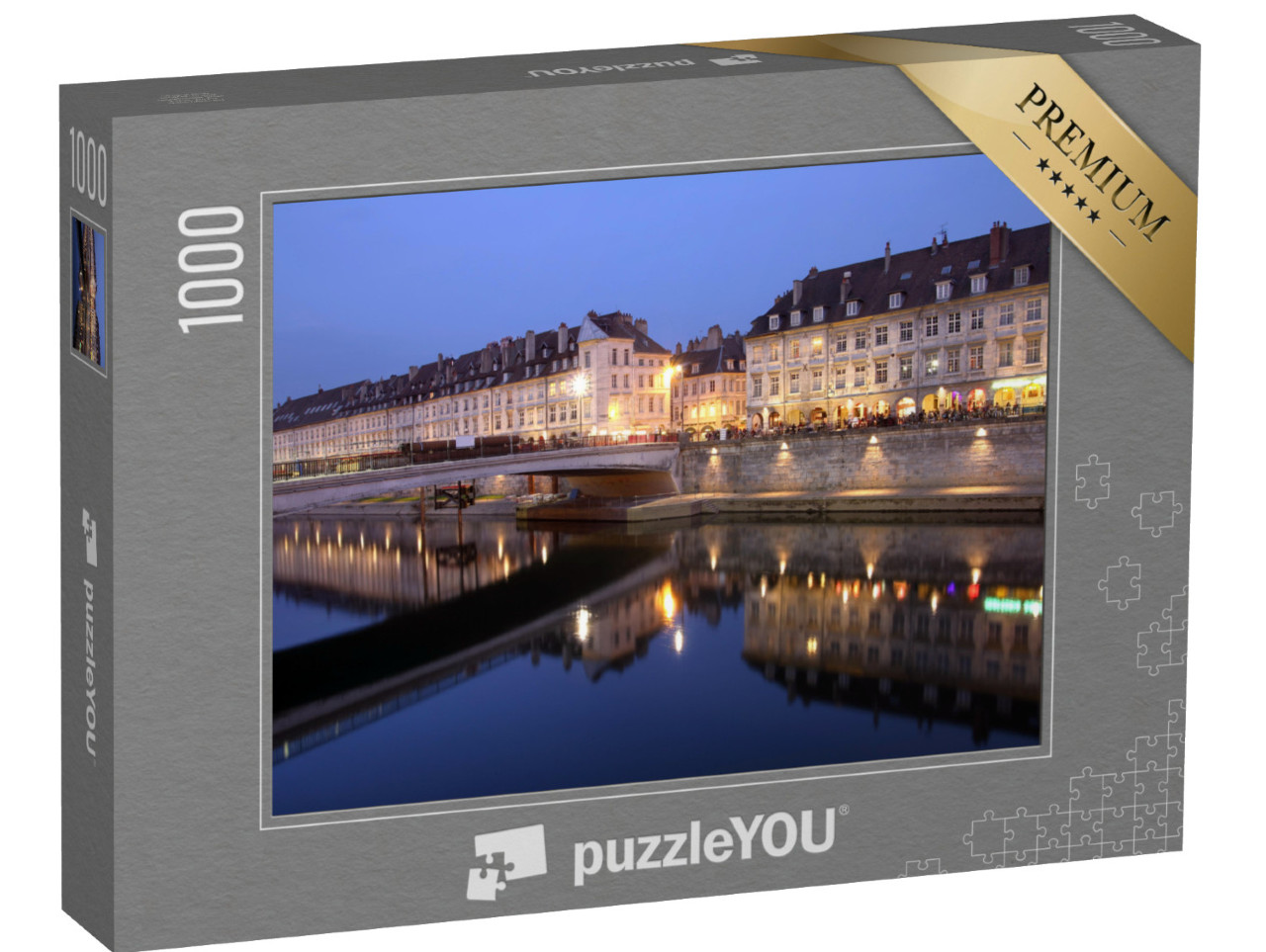 Puzzle de 1000 pièces « Scène nocturne sur le quai Vauban dans la ville de Besançon »