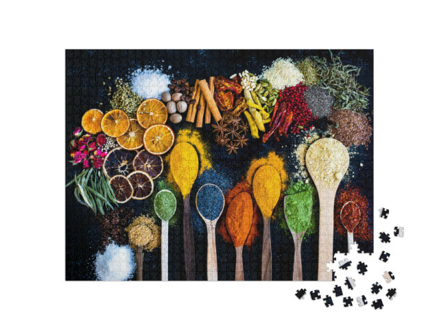 Puzzle de 1000 pièces « Une variété colorée d'épices et de fruits secs »