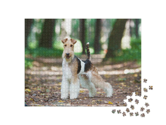 Puzzle de 1000 pièces « Fox-terrier dans un parc en automne »
