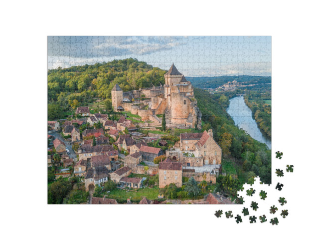 Puzzle de 1000 pièces « Vue aérienne de la ville de Castelnaud la Chapelle, France »