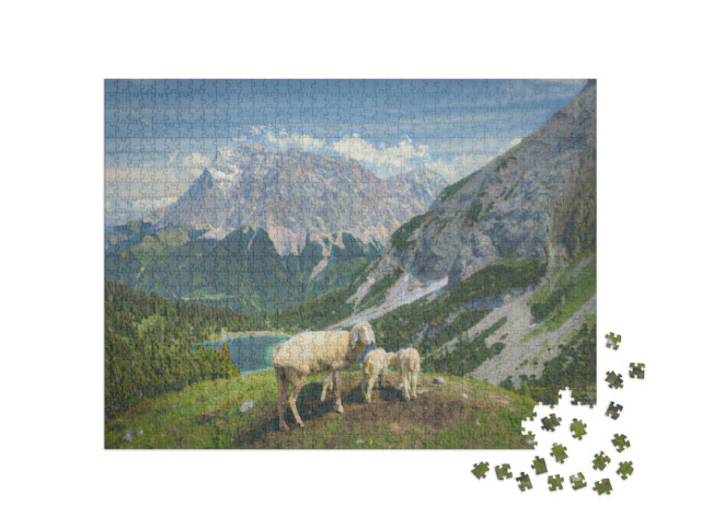 Puzzle de 1000 pièces « dans le style artistique de Claude Monet - Seebensee et Coburger Hütte »