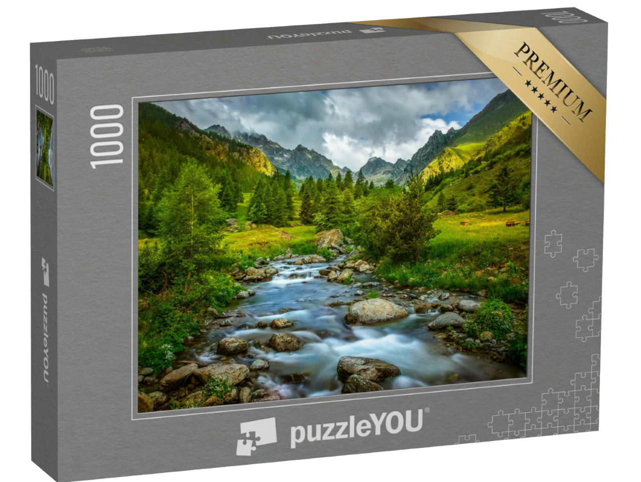 Puzzle de 1000 pièces « Paysage de montagne avec vallée et rivière »