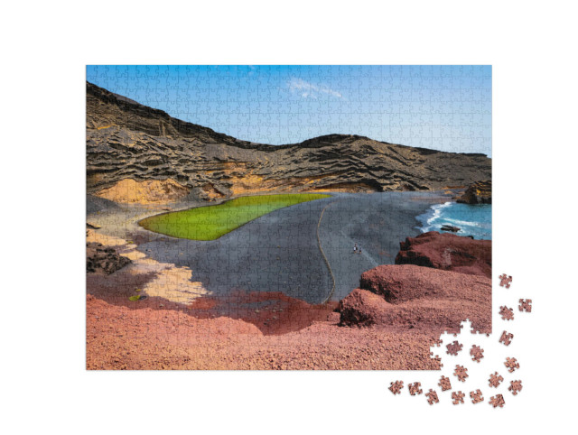 Puzzle de 1000 pièces « Lac vert Charco de Los Clicos à El Golfo, Lanzarote »