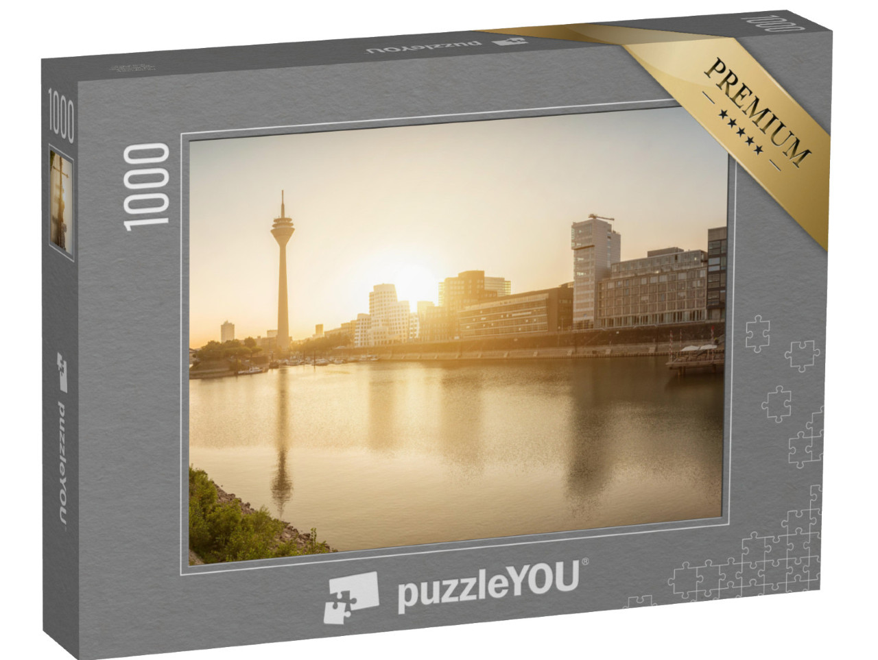 Puzzle de 1000 pièces « Lever de soleil sur Düsseldorf, capitale de la Rhénanie-du-Nord-Westphalie »