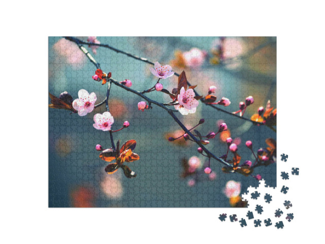 Puzzle de 1000 pièces « Cerisier japonais à la magnifique floraison »