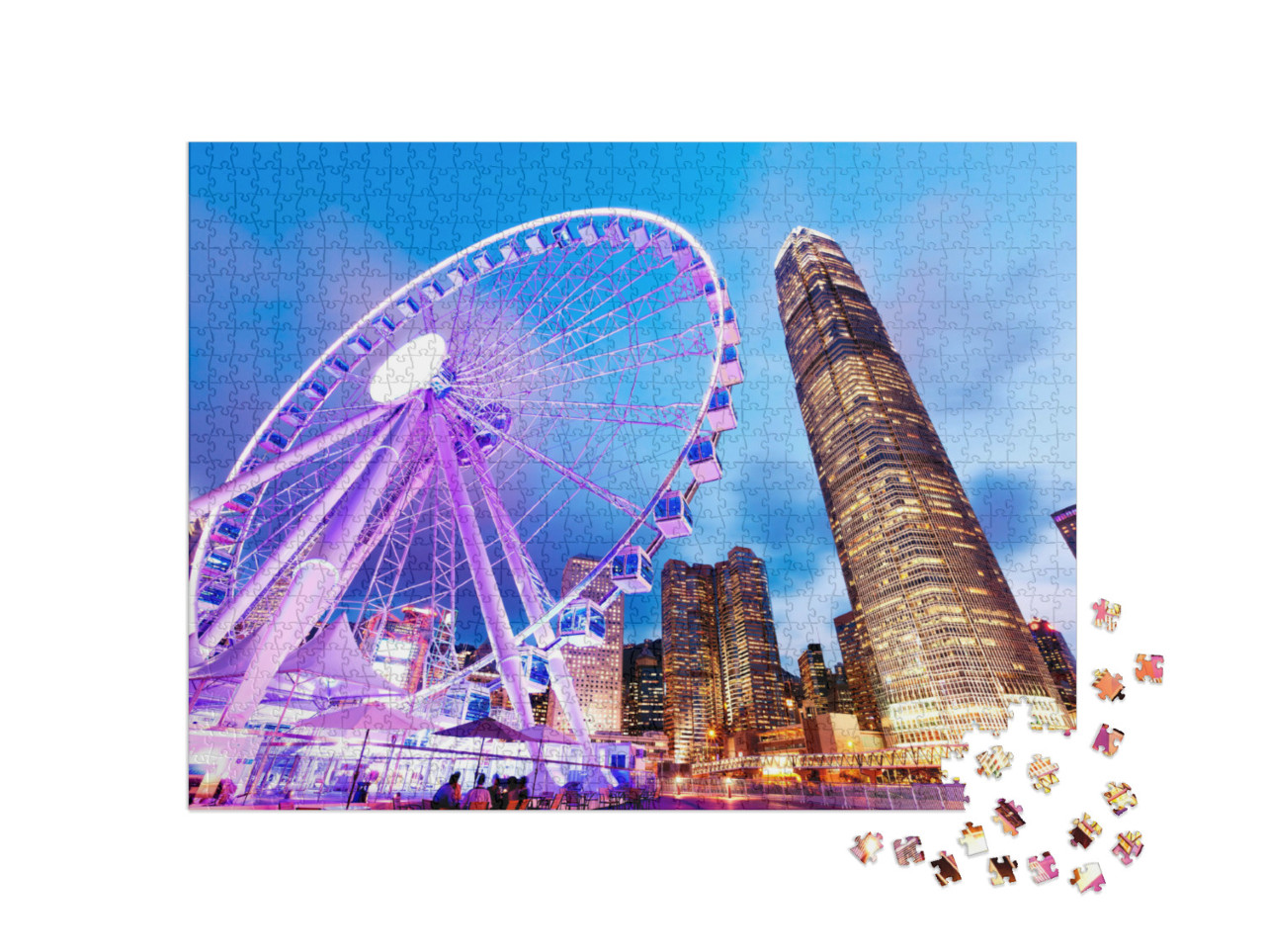 Puzzle de 1000 pièces « Une vue magnifique : la grande roue de Hong Kong »