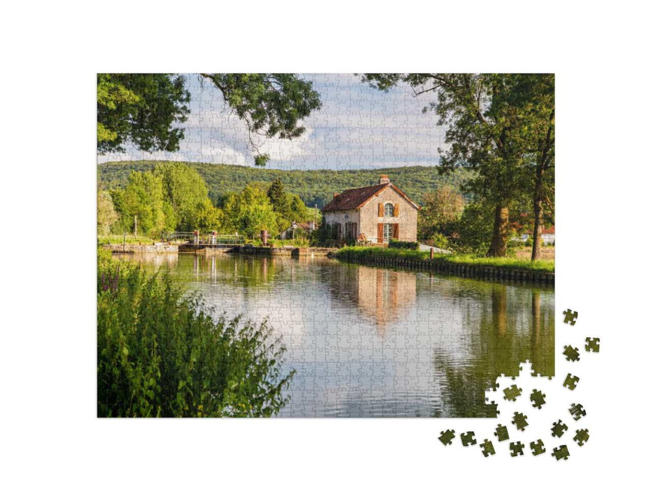 Puzzle de 1000 pièces « Watergate au Canaö de Bourgogne en Bourgogne en France »