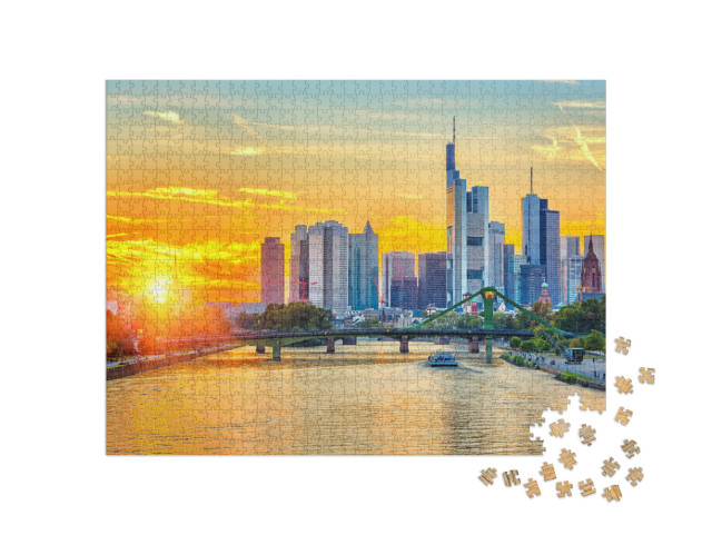 Puzzle de 1000 pièces « Coucher de soleil sur Francfort-sur-le-Main, Allemagne »